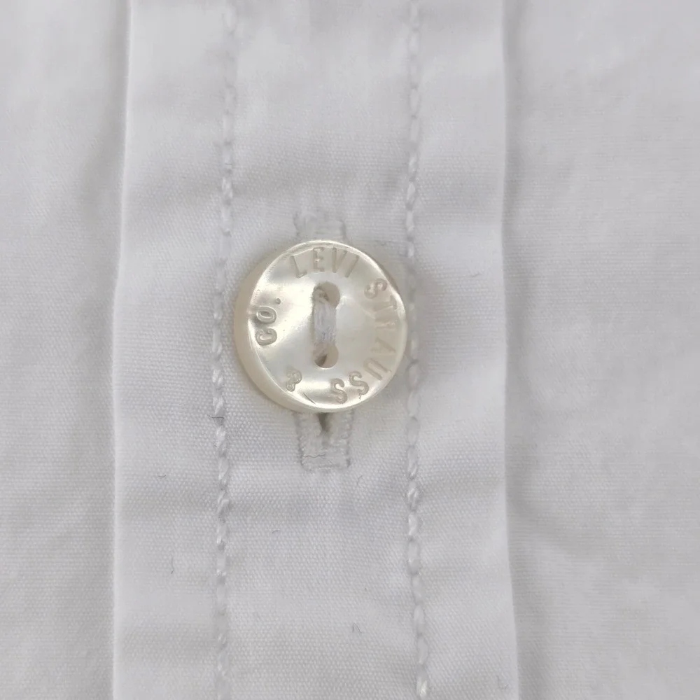 Levis Red Tab Button Down Shirt Mens XL White Long Sleeve Workers Cotton Pocket